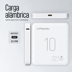 APOKIN Power Bank 10000mAh 22,5W con Carga Rápida, Blanco
