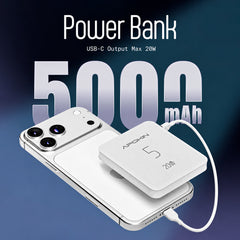 APOKIN Power Bank 5000mAh 20W con Carga Rápida, Blanco