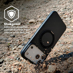 All-Match Funda para iPhone 17 Pro con Relieve de Fibra de Carbono y Anilla 360º – Carcasa Antideslizante con Soporte Integrado y Protección de Cámara