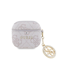 Guess Funda para AirPods 4 Rosa 4G – Carcasa Protectora con Charm con Piedras Brillantes, Diseño Elegante y Ajuste Preciso