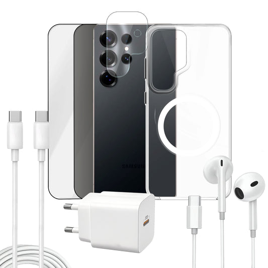 APOKIN Pack 7 en 1 para Galaxy S25 Ultra: Funda Magnética + Kit Completo de Accesorios