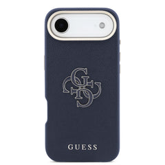GUESS Funda para iPhone Air – Carcasa Efecto Piel Azul con Logo Guess, Diseño Elegante y Ajuste Preciso