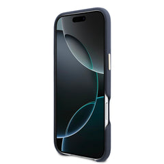 GUESS Funda para iPhone Air – Carcasa Efecto Piel Azul con Logo Guess, Diseño Elegante y Ajuste Preciso
