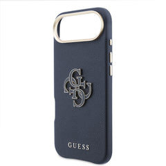 GUESS Funda para iPhone Air – Carcasa Efecto Piel Azul con Logo Guess, Diseño Elegante y Ajuste Preciso