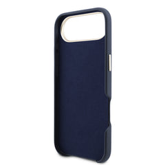 GUESS Funda para iPhone Air – Carcasa Efecto Piel Azul con Logo Guess, Diseño Elegante y Ajuste Preciso