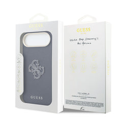 GUESS Funda para iPhone Air – Carcasa Efecto Piel Azul con Logo Guess, Diseño Elegante y Ajuste Preciso