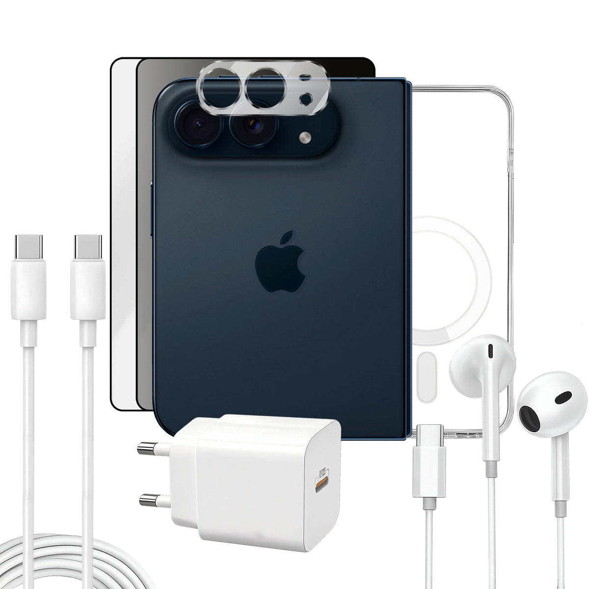 APOKIN Pack 7 en 1 para iPhone Duo: Funda Magnética + Kit Completo de Accesorios