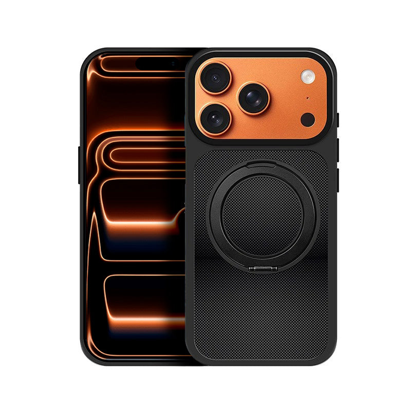 All-Match Funda para iPhone 17 Pro Max con Fibra de Carbono y Anilla 360º – Carcasa Antideslizante con Soporte Integrado, Protección de Cámara y Estilo Diario
