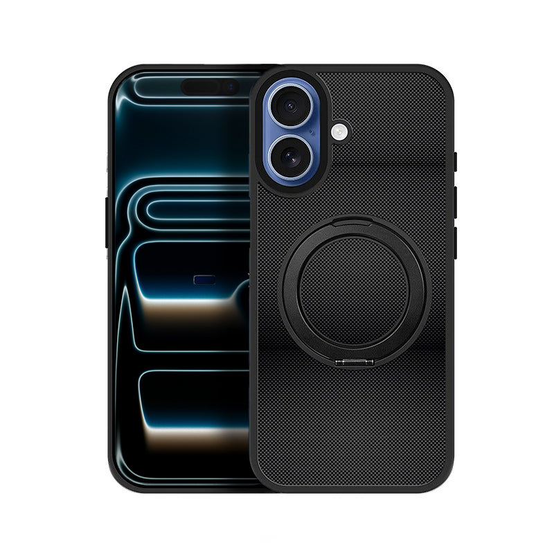 All-Match Funda para iPhone 17 con Relieve de Fibra de Carbono y Anilla 360º – Carcasa Antideslizante con Soporte Integrado y Protección de Cámara