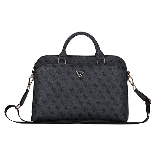 Guess Bolsa para Portátil de 13" a 15" Negra 4G – Funda para Laptop con Compartimento Acolchado, Detalles Dorados, Diseño Elegante y Protección Segura