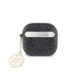 Guess Funda para AirPods 4 Negra 4G – Carcasa Protectora con Charm con Piedras Brillantes, Diseño Elegante y Ajuste Preciso