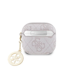 Guess Funda para AirPods 4 Rosa 4G – Carcasa Protectora con Charm con Piedras Brillantes, Diseño Elegante y Ajuste Preciso
