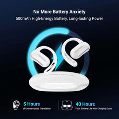 Wooask Auriculares F56 Traductor de Idiomas M3 AI – Cascos Inalámbricos Bluetooth Blanco con Traducción en Tiempo Real, Comunicación Fluida y Uso Cómodo