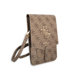 Guess Bolso para Teléfono – Bolso Marrón con Logo 4G, Diseño Elegante y Ajuste Universal
