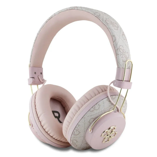 Guess 4G Pink Faux Leather Bluetooth Over-Ear Headphones – Wireless Headphones with ENC Noise Cancellation, Microphone for Calls, Bluetooth 5.3, 40mm Drivers, Up to 30 Hours Battery Life, Integrated Control
