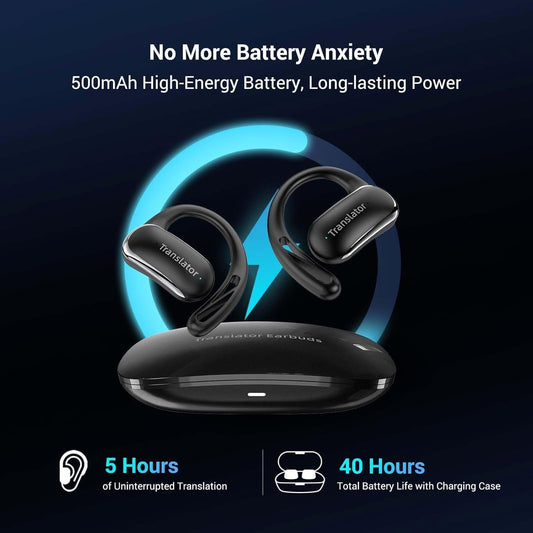 Wooask Auriculares F56 Traductor de Idiomas M3 AI  – Cascos Inalámbricos Bluetooth Negros con Traducción en Tiempo Real, Comunicación Fluida y Uso Cómodo