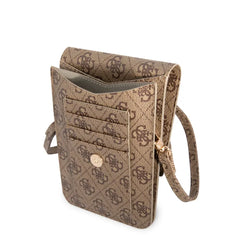 Guess Bolso para Teléfono – Bolso Marrón con Logo 4G, Diseño Elegante y Ajuste Universal