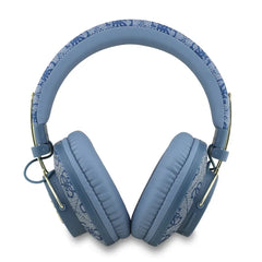 Guess Cascos Bluetooth Premium de Polipiel Azul con Logo Dorado 4G – Auriculares Inalámbricos con ENC y Audio Estéreo, Accesorio de Moda, Bluetooth 5.3, 30 h