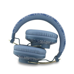 Guess Cascos Bluetooth Premium de Polipiel Azul con Logo Dorado 4G – Auriculares Inalámbricos con ENC y Audio Estéreo, Accesorio de Moda, Bluetooth 5.3, 30 h