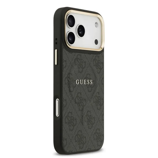 Guess Funda para iPhone 17 Pro Max de Polipiel Negra con MagSafe – Carcasa con Logo Clásico Guess, Protección Anticaídas, Diseño Elegante y Ajuste Preciso