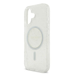 GUESS iPhone 17 Case - Clear MagSafe Case with Glitter and Pearl Strap, Stylish Design and Precise Fit