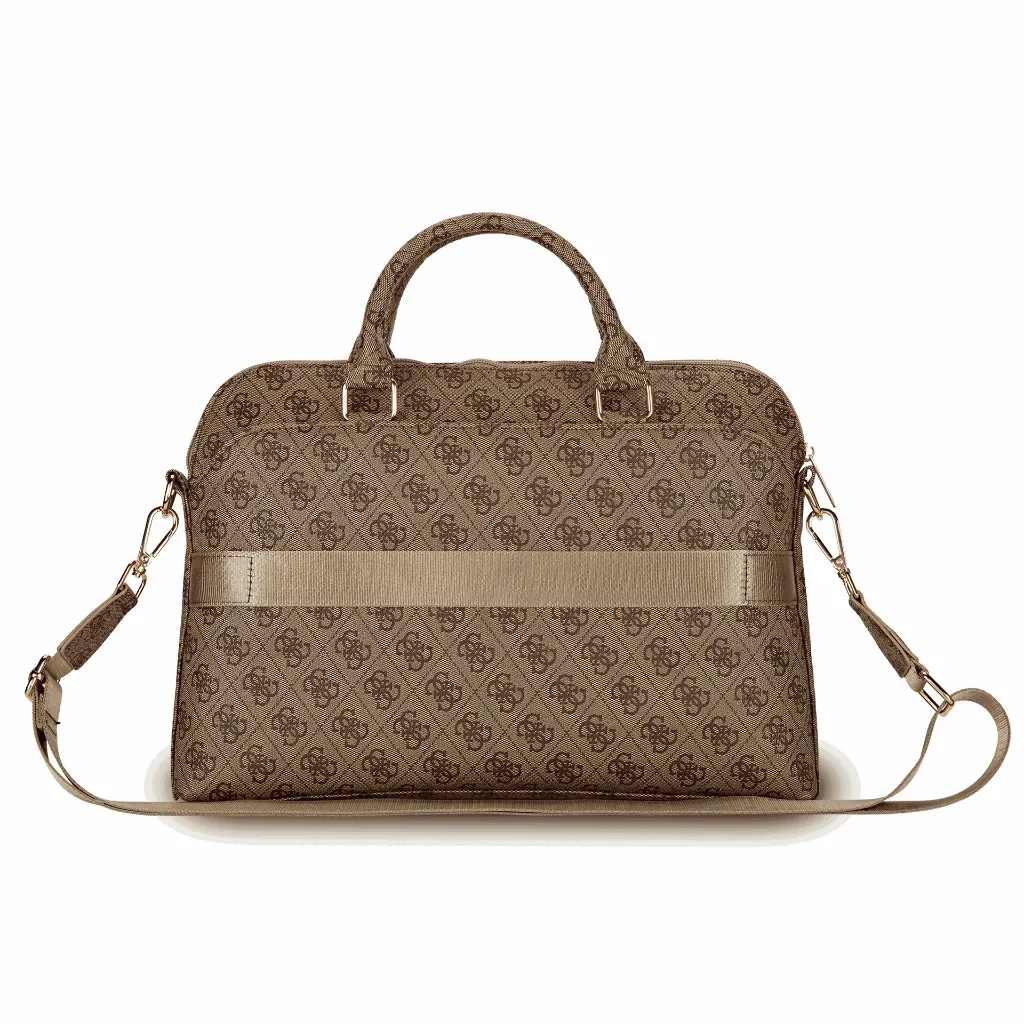 Guess Bolsa para Portátil de 13" a 15" Marrón 4G – Funda para Laptop con Compartimento Acolchado, Diseño Elegante y Protección Segura