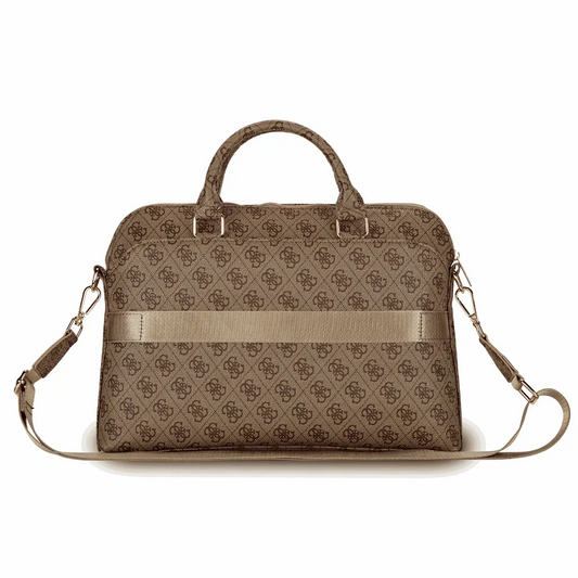 Guess Bolsa para Portátil de 13" a 15" Marrón 4G – Funda para Laptop con Compartimento Acolchado, Diseño Elegante y Protección Segura