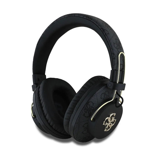 Guess Auriculares Bluetooth de Diadema 4G Negra Polipiel – Cascos Inalámbricos con Cancelación de Ruido ENC, Micrófono para Llamadas, Bluetooth 5.3, Drivers de 40 mm, Hasta 30 Horas de Batería, Control Integrado