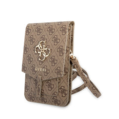 Guess Bolso para Teléfono – Bolso Marrón con Logo 4G, Diseño Elegante y Ajuste Universal