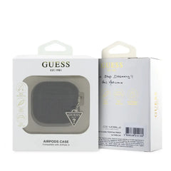 Guess Funda para AirPods 4 Negra – Carcasa Protectora con Charm con Piedras Brillantes, Diseño Elegante y Ajuste Preciso