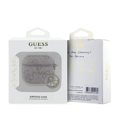 Guess Funda para AirPods 4 Rosa 4G – Carcasa Protectora con Charm con Piedras Brillantes, Diseño Elegante y Ajuste Preciso