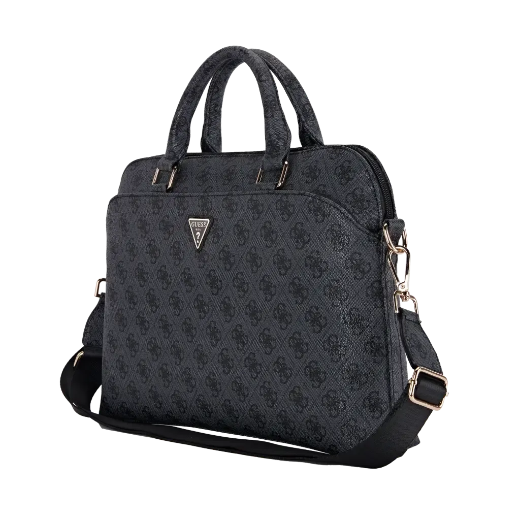 Guess Bolsa para Portátil de 13" a 15" Negra 4G – Funda para Laptop con Compartimento Acolchado, Detalles Dorados, Diseño Elegante y Protección Segura