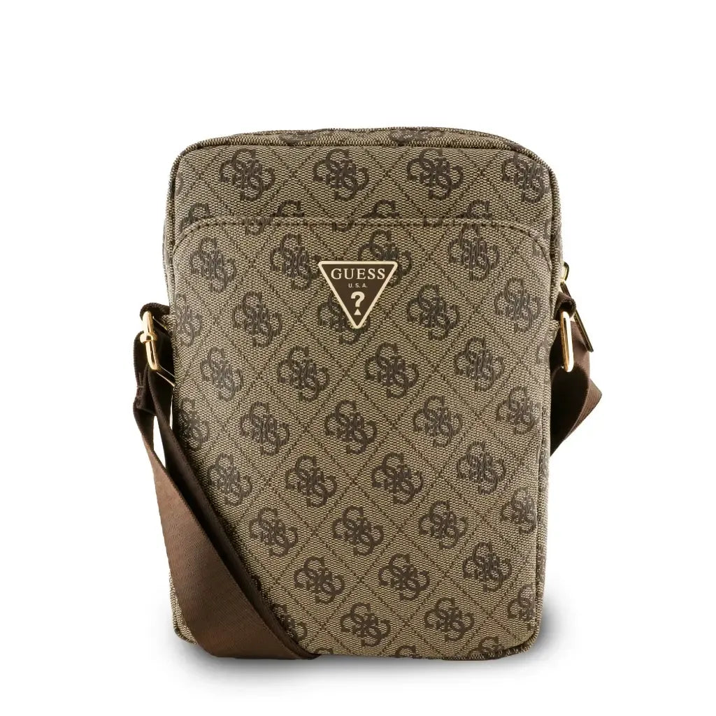 Bandolera Guess Premium para Tablet de 10": Estilo Clásico Marrón con Logo Triangular
